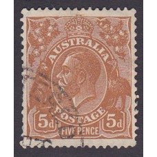 Australian  King George V  5d Brown   Wmk  C of A  Plate Variety 3L20